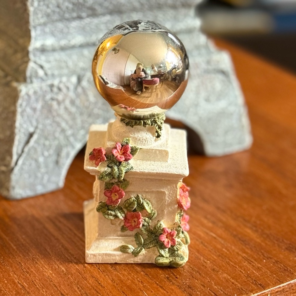 Garden Gazing Ball Figural Trinket Box